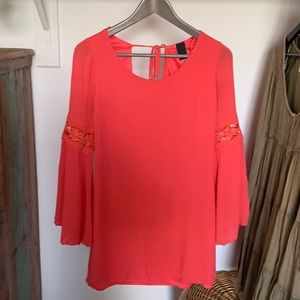 Vintage swell bell sleeve gauz like material dress S preowned